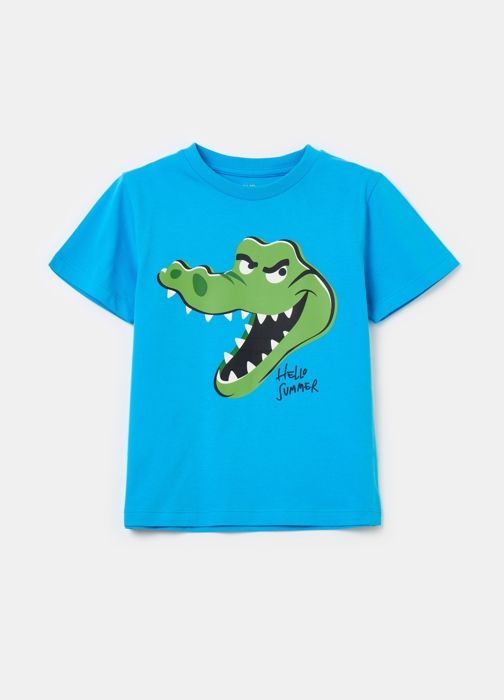 T-shirt - Non spécifié - Imprimé crocodile - 100% coton bio - Manches courtes - Enfant