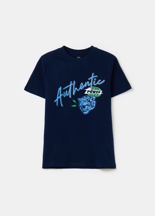 T-shirt en coton avec imprimé lettrage