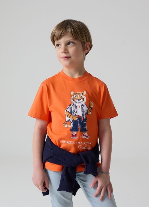 T-shirt - PIOMBO - Imprimé Tigre - 100% Coton - Col Rond - Manches Courtes