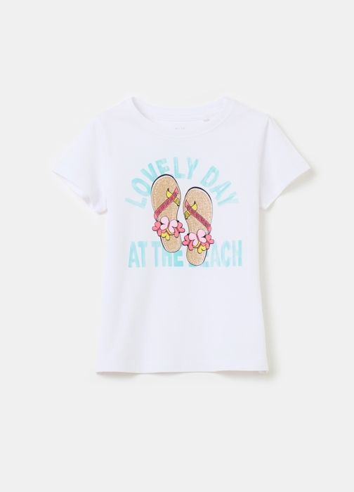 T-shirt - Non spécifié - Détails pailletés - Imprimé lettres - Manches courtes - Col arrondi