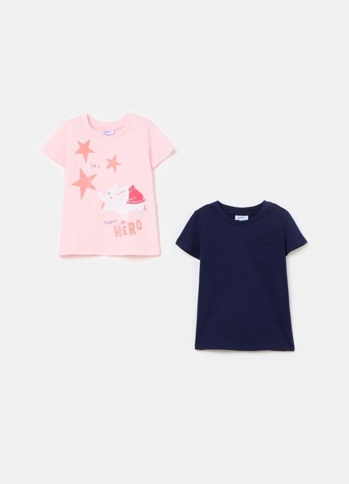 T-shirt - Non spécifié - Lot de 2 - 100% coton - Imprimé insectes - Broderie cœur