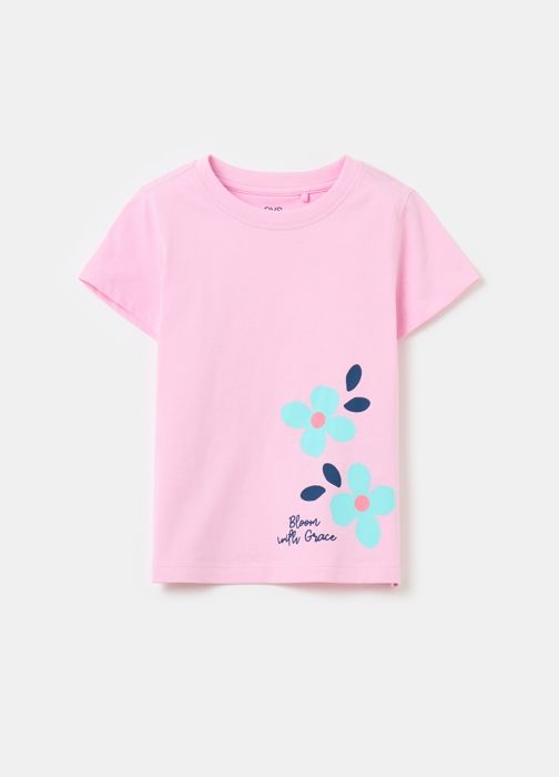 T-shirt - Non spécifié - Imprimé fleurs - 100% coton - Col rond - Manches courtes
