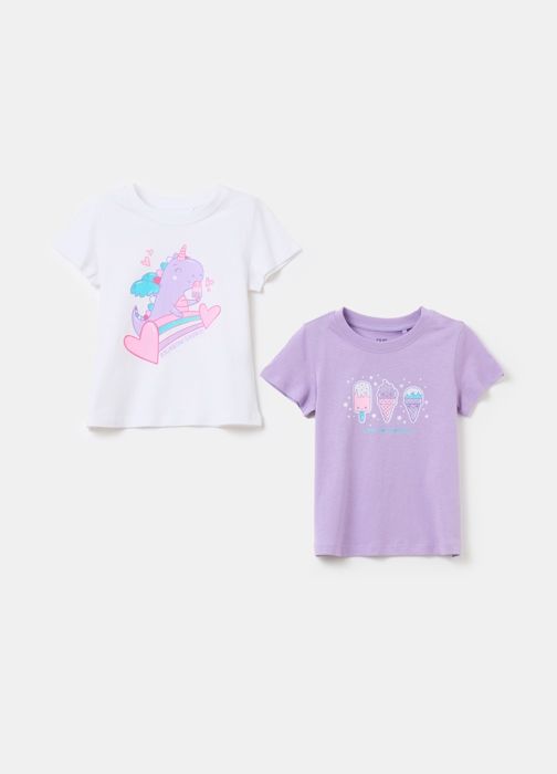 Lot de deux T-shirts en coton avec imprimé