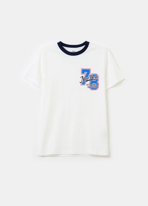 T-shirt - Coton - Enfant - Imprimé lettre - Manches courtes - Col arrondi