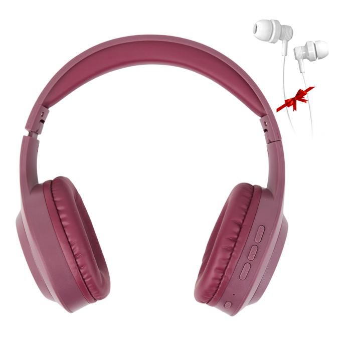 Casque Stéréo Bluetooth DeepBass R17 Mauve + Ecouteur Gratuit