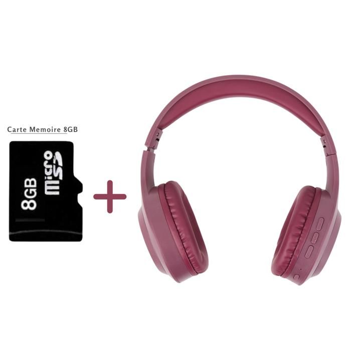 Casque Stéréo Bluetooth DeepBass R17 Mauve + Carte Mémoire 8GB
