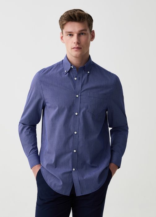 Chemise - Non spécifié - Regular - Micro-carreaux - Poche plaquée - Coton recyclé