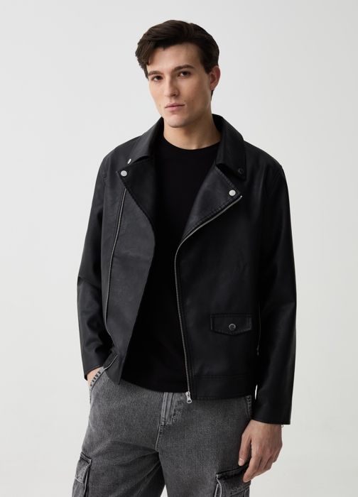 Veste de moto effet brillant avec fermeture éclair