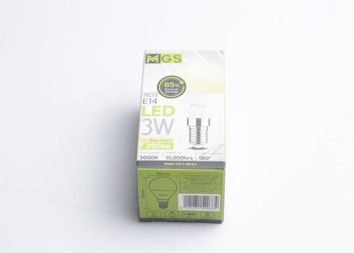 Ampoule LED G45 - MGS - E14 - 3W - Jaune - 30000 heures de durée de vie