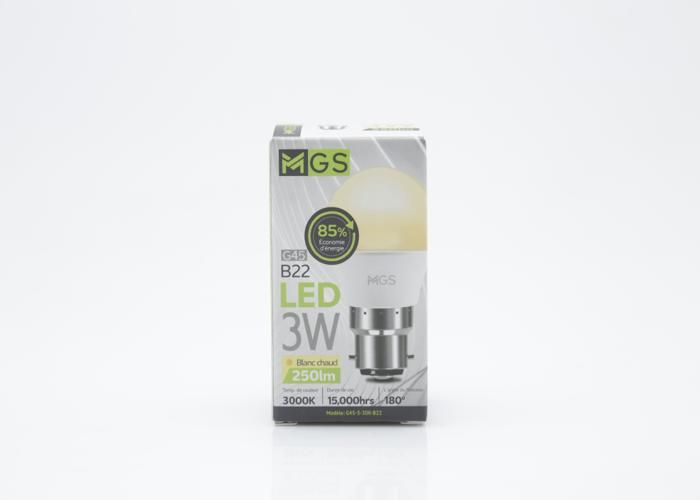 Ampoule LED G45 - MGS - 3W - B22 - Jaune - Économie d'énergie