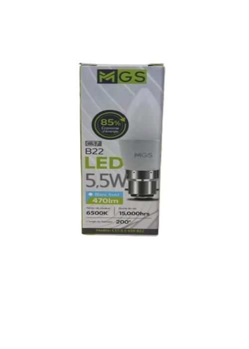 AMPOULE LUSTRE LED C37 5,5W B22 BLANC MGS