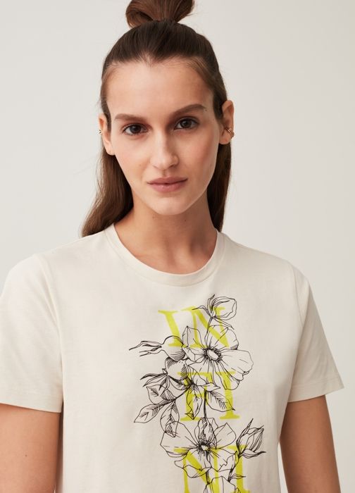 T-shirt - OVS HOUSEBRAND - Imprimé Fleurs - 100% Coton - Col Rond - Manches Courtes