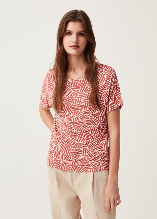 T-shirt - OVS HOUSEBRAND - Imprimé all-over - Viscose stretch - Col rond - Manches courtes