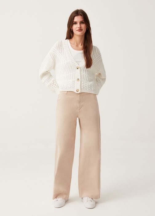 Pantalon large en coton stretch