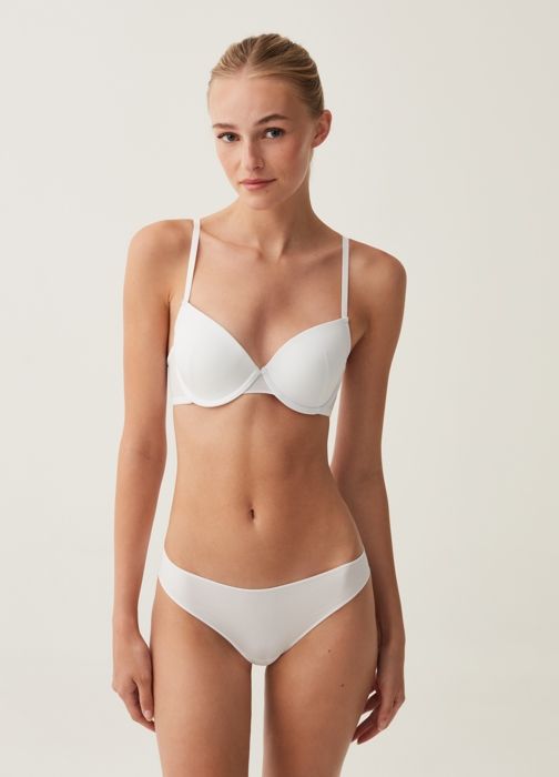 Slip coupe brésilienne - MARQUE - Microfibre stretch - Couleur blanche - Femme - Adulte