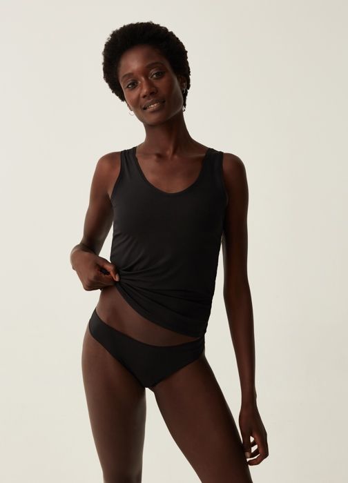Slip coupe brésilienne - Non spécifié - Microfibre stretch - Couleur noire - Pour femme - Adulte