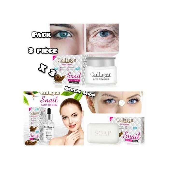 Collagen pack 3 pièces collagenl soap anti-age rides blanchiment de la peaux 30ml