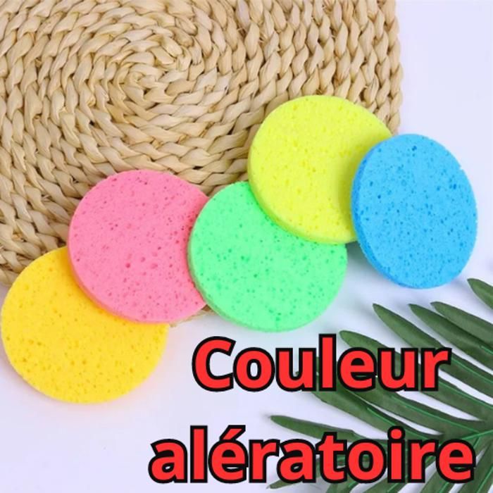 Pack 2 ÉPONGES RONDES - pour le nettoyage du visage, Skincare (couleur alératoire)