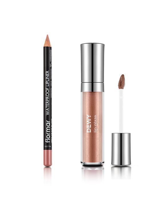 Lip Combo - DEWY LIP GLAZE - 02 - LIGHT BEIGE +  CRAYON À LÈVRES WATERPROOF -  235 - UNDRESSED