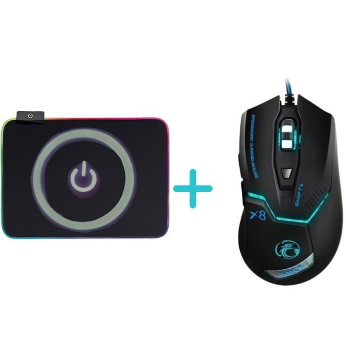 Souris Gaming X8 + Tapis de Souris RGB Rétro-Éclairé LED (GMS-WT-5)
