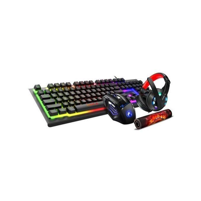Pack Gaming 4 en 1 : Casque + Souris + Clavier + Tapis de Souris SH GK-470