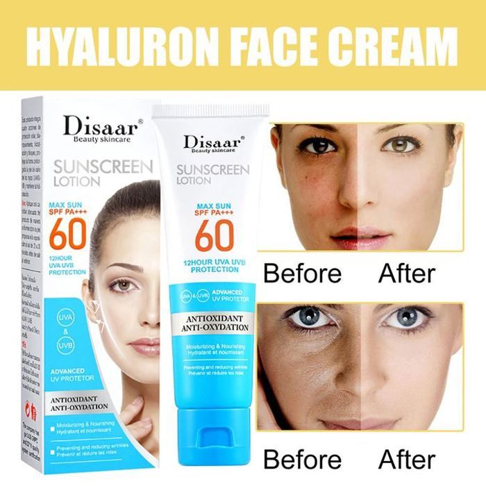 Crème solaire pour visage & corps, hydratant, blanchissant, anti-âge, protection 12 heures
