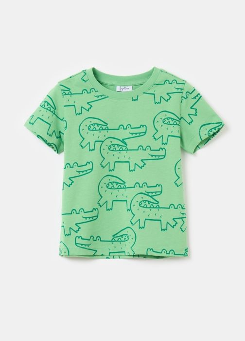 T-shirt - Non spécifié - Imprimé crocodiles - 100% coton - Vert - Manches courtes