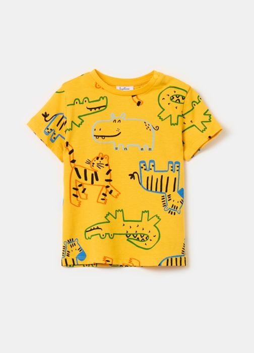 T-shirt - Non spécifié - Imprimé safari - 100% coton - Col rond - Manches courtes