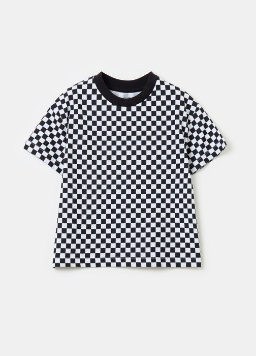 T-shirt - Non spécifié - Imprimé à carreaux - 100% coton - Manches courtes - Enfant fille