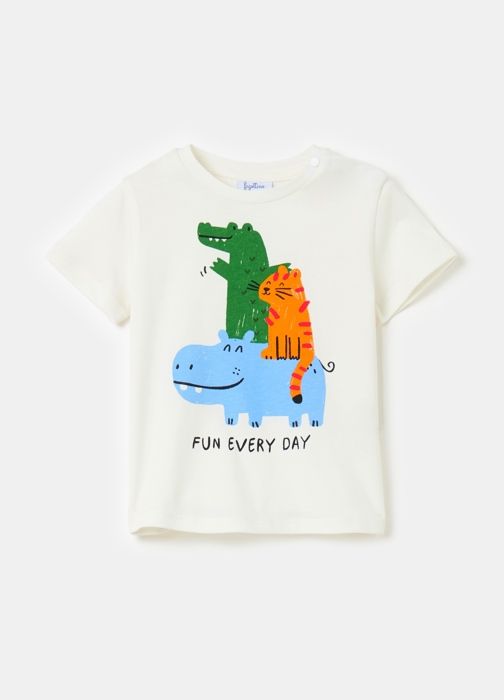 T-shirt - Bio - Enfant - Imprimé animaux - Col rond - Manches courtes