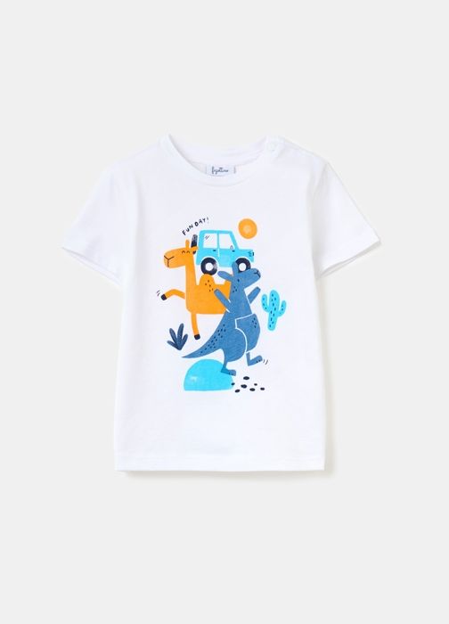 T-shirt - Non spécifié - Imprimé safari - 100% coton - Col rond - Manches courtes