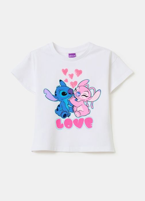 T-shirt avec imprimé Angel et Stitch