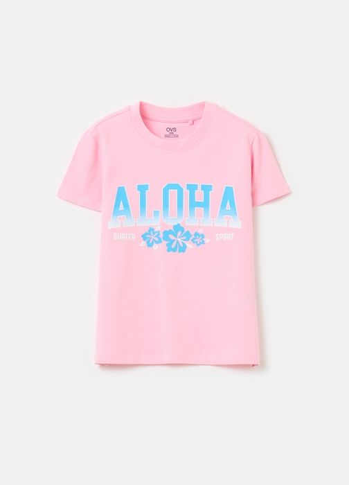T-shirt - Non spécifié - Imprimé floral - Coton stretch - Col rond - Manches courtes