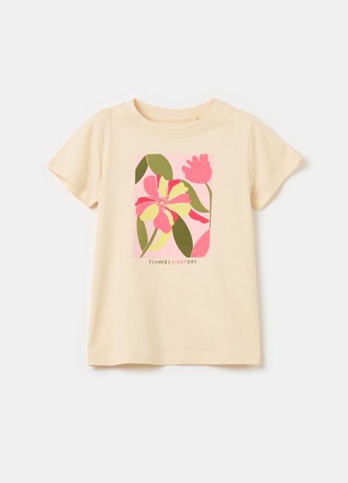 T-shirt - Non spécifié - Imprimé fleurs - 100% coton - Manches courtes - Col arrondi