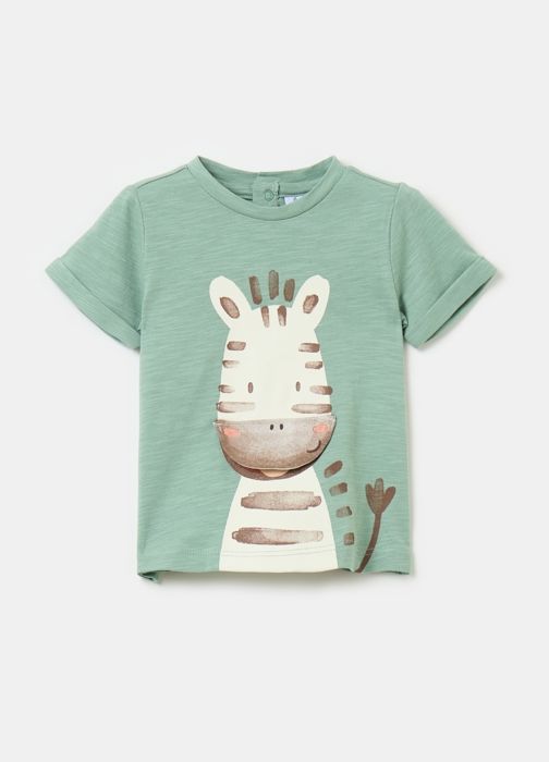 T-shirt - Non spécifié - Imprimé zèbre - 100% coton biologique - Manches courtes - Col arrondi