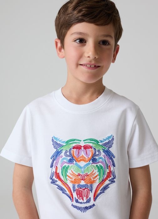 T-shirt en coton avec broderie tigre