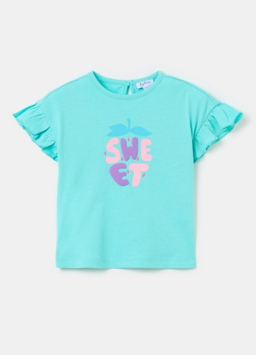 T-shirt - Non spécifié - Imprimé de fruits - 100% coton - Volants - Col rond