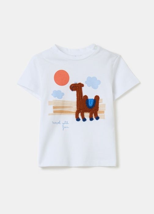 T-shirt - Non spécifié - Camel - 100% Coton - Col rond - Manches courtes