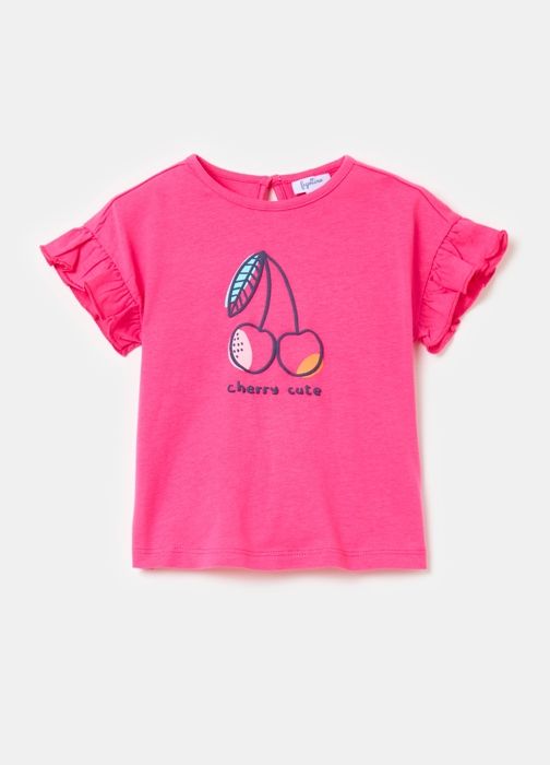 T-shirt - Non spécifié - Imprimé cerise - Volants - 100% coton - Fille