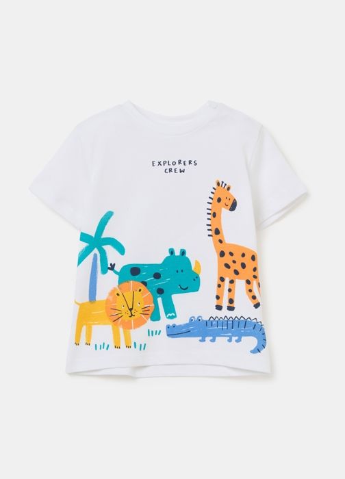 T-shirt - Non spécifié - Imprimé animaux - 100% coton - Col rond - Manches courtes