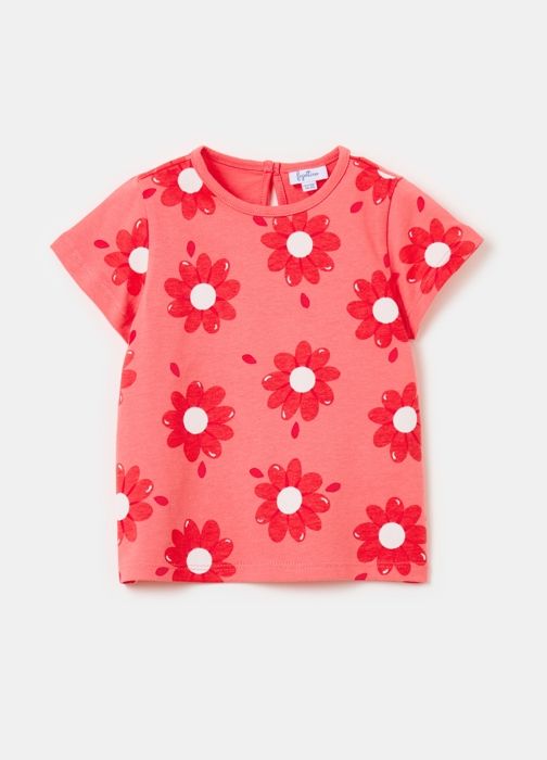 T-shirt - Non spécifié - Imprimé floral - 100% coton biologique - Col rond - Manches courtes