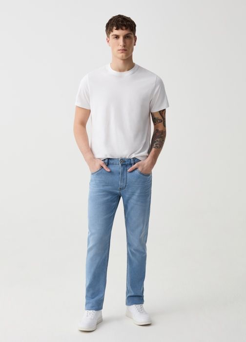 Jean skinny - Non spécifié - Cinq poches - Coton extensible - Délavage - Polyester recyclé