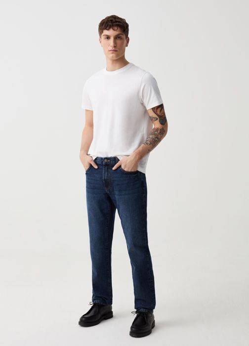 Jean coupe régulière - Non spécifié - Non spécifié - 100% coton recyclé - Délavage - Cinq poches
