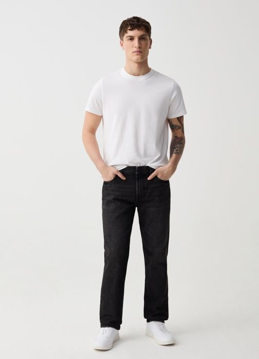 Jean - Non spécifié - Coupe régulière - 100% coton recyclé - Cinq poches - Gris