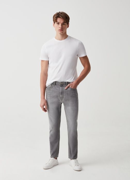 Jean coupe carotte - Non spécifié - Délavage - 100% coton recyclé - Cinq poches - Homme
