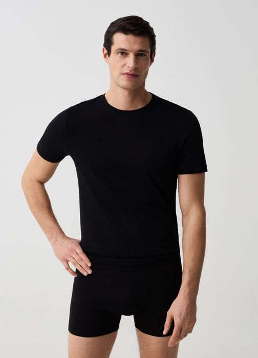 Boxers midi - Supima - Lot de 2 - Coton extensible - Noir - Pour homme