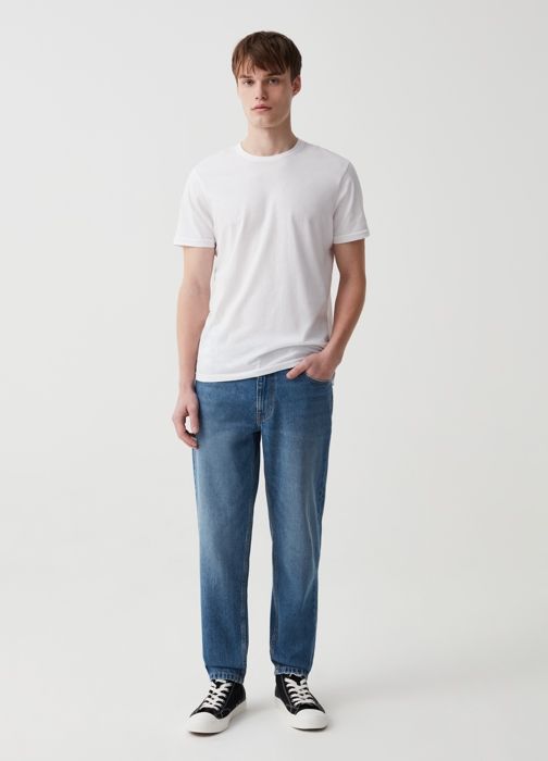 Jean décontracté - Non spécifié - Coton 100% recyclé - Délavage - 5 poches - Homme
