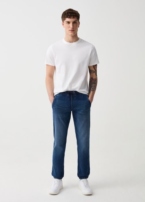 Jogging ajusté - Noname - Denim molletonné - Slim - Cordon de serrage - Poches multiples