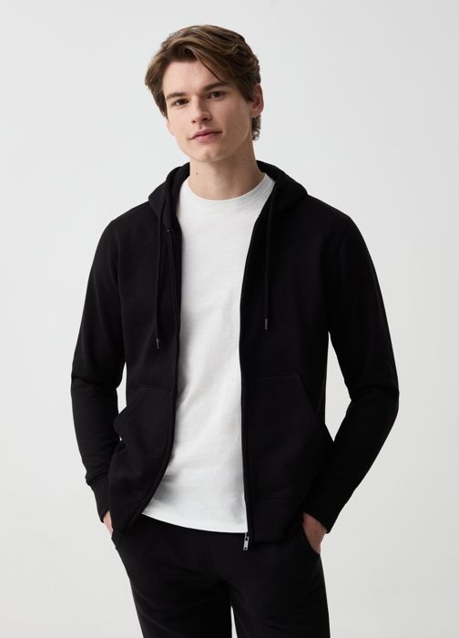 Sweat-Shirt - Non spécifié - Hoodie en peluche - Noir - Capuche - Poches kangourou