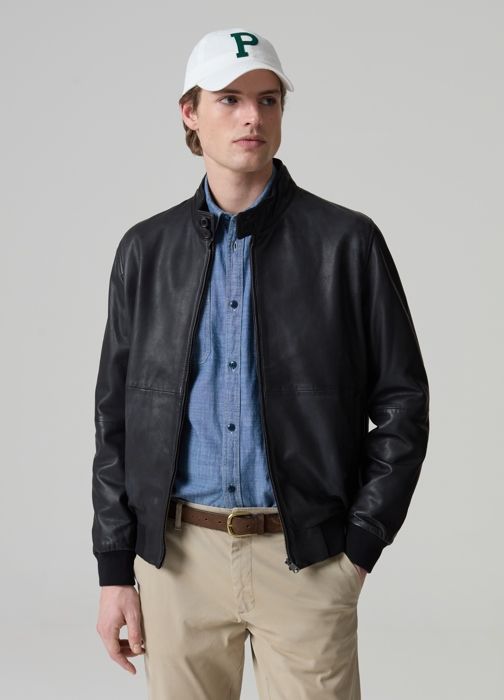 Blouson en cuir avec col montant